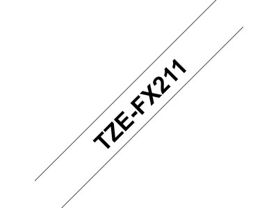 Original Brother TZeFX211 tape – sort på hvid, 6 mm bred