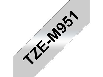 Original Brother TZe-M951 tape – sort på mat sølv, 24 mm bred