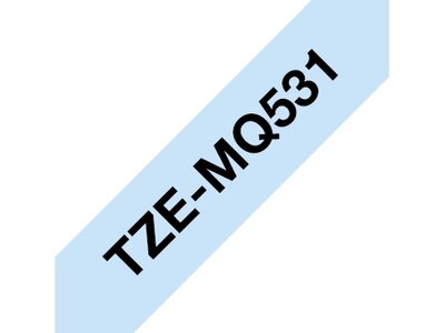 Original Brother TZe-MQ531 tape – sort på pastelblå, 12 mm bred