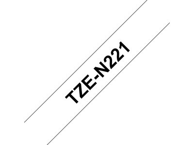 Original Brother TZeN221 tape – sort på hvid, 9 mm bred