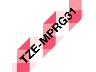 Original Brother TZe-MPRG31 label – sort på rødternet, 12 mm bred