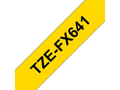 Original Brother TZeFX641 tape – sort på gul, 18 mm bred