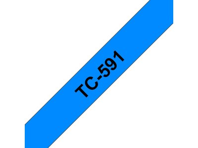 Original Brother TC591 tape – sort på blå, 9 mm bred