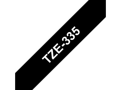 Original Brother TZe-335 tape – hvid på sort, 12 mm bred