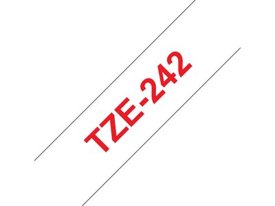 Original Brother TZe242 tape – rød på hvid, 18 mm bred