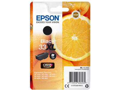 33XL appelsiner Claria Premium enkeltpakke sort blæk