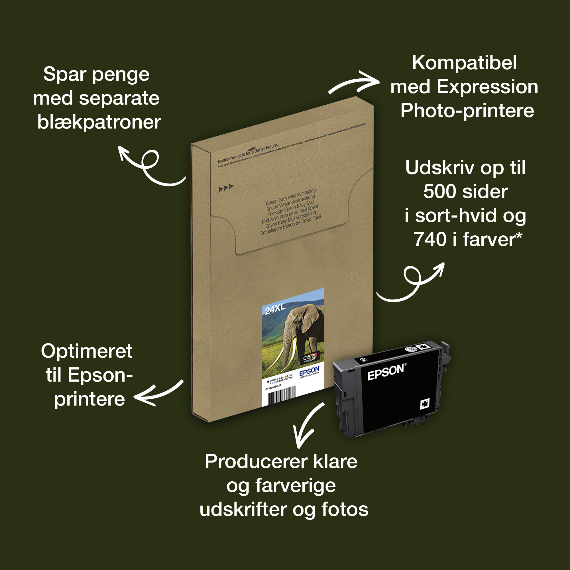 24XL elefant Claria Photo HD multipakke 6-farve blæk EasyMail Ink