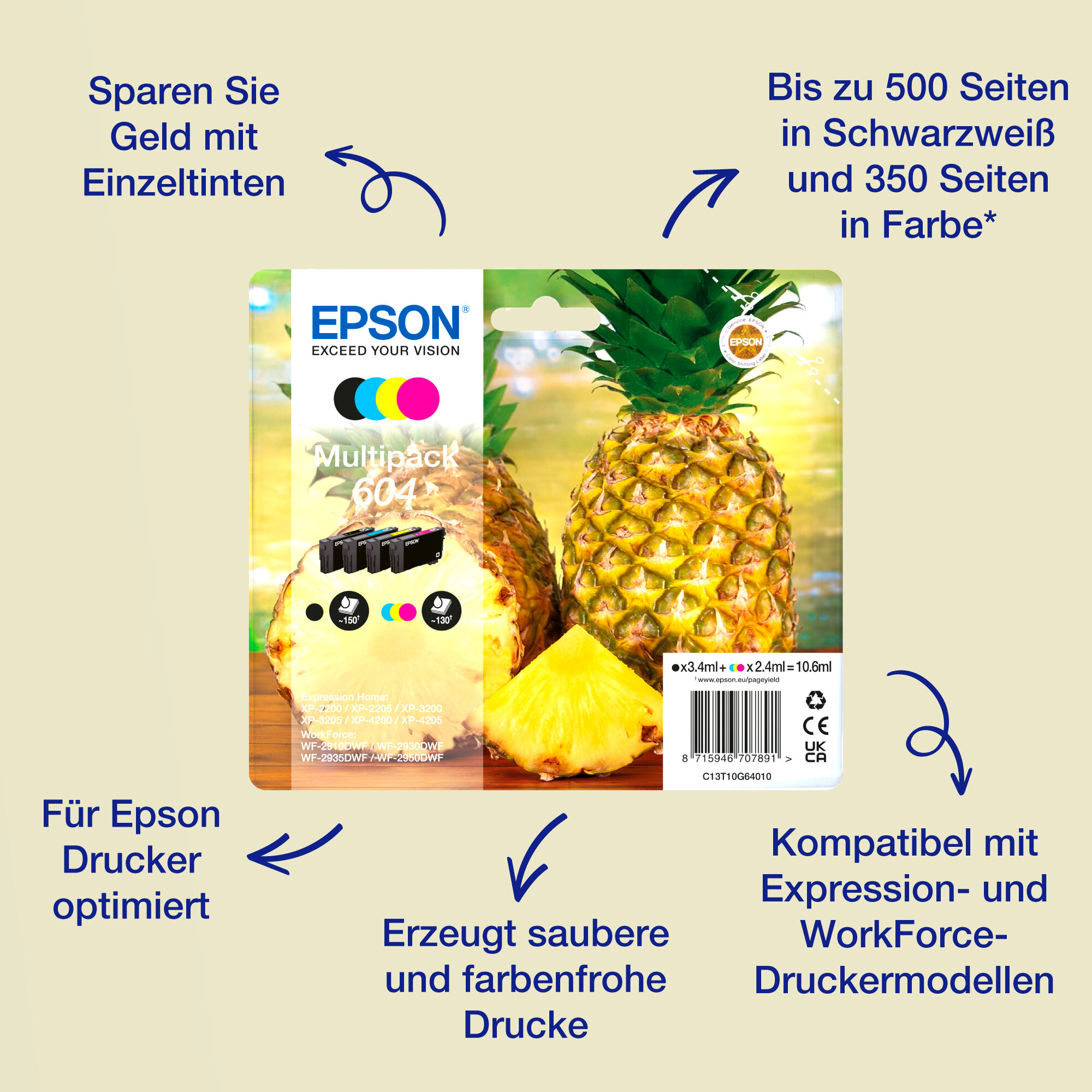 Singlepack Yellow 604 Ink
