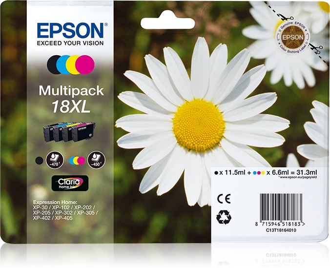folie 1 von 2, vergrößern, multipack 4 farben 18xl claria home ink
