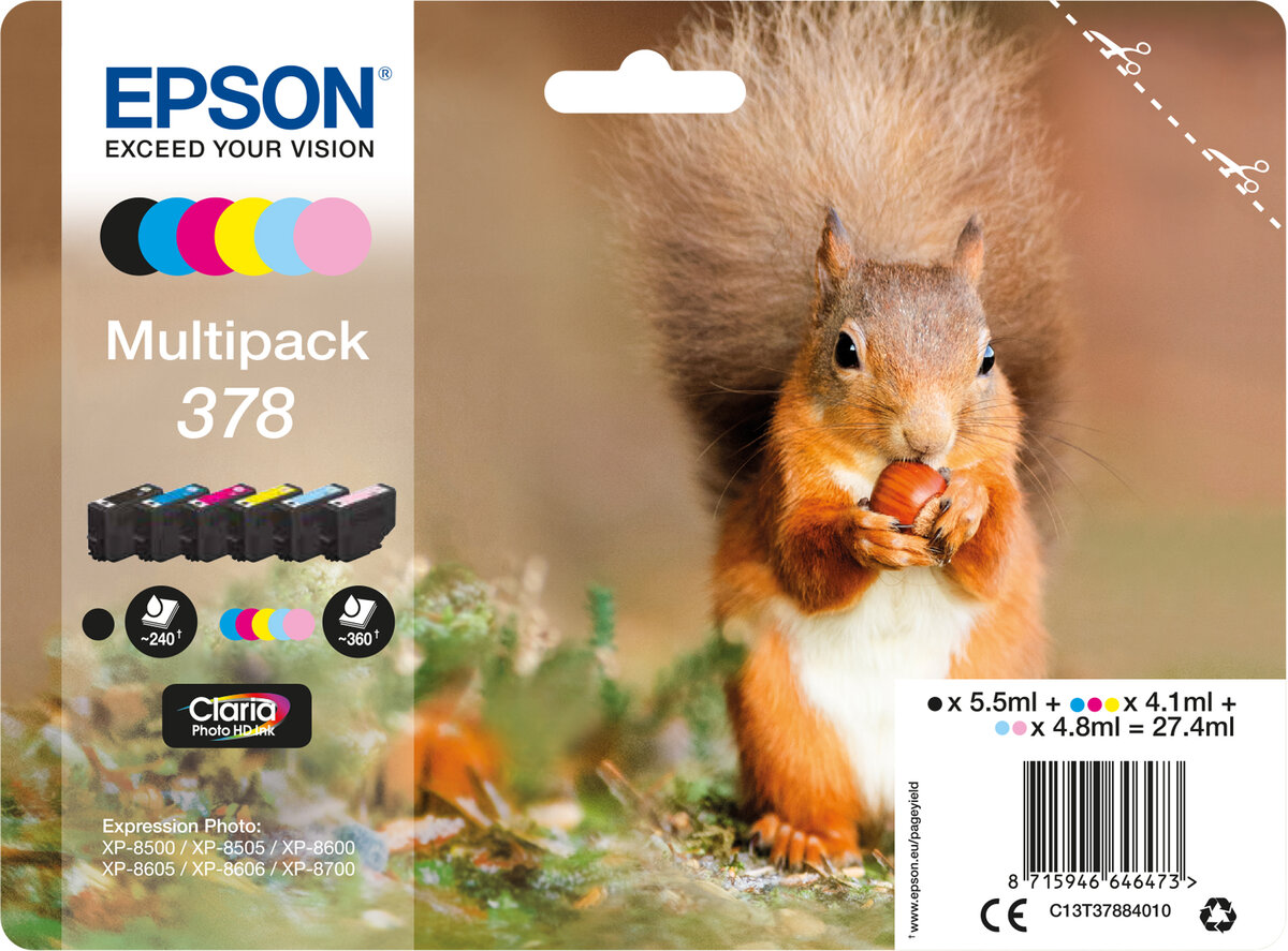 folie 1 von 3, vergrößern, 378 eichhörnchen claria photo hd multipack 6 farben tinte