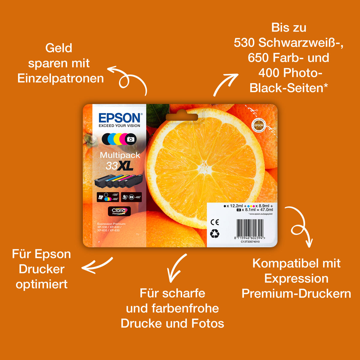 folie 5 von 10, vergrößern, 33xl orange claria premium single black tinte