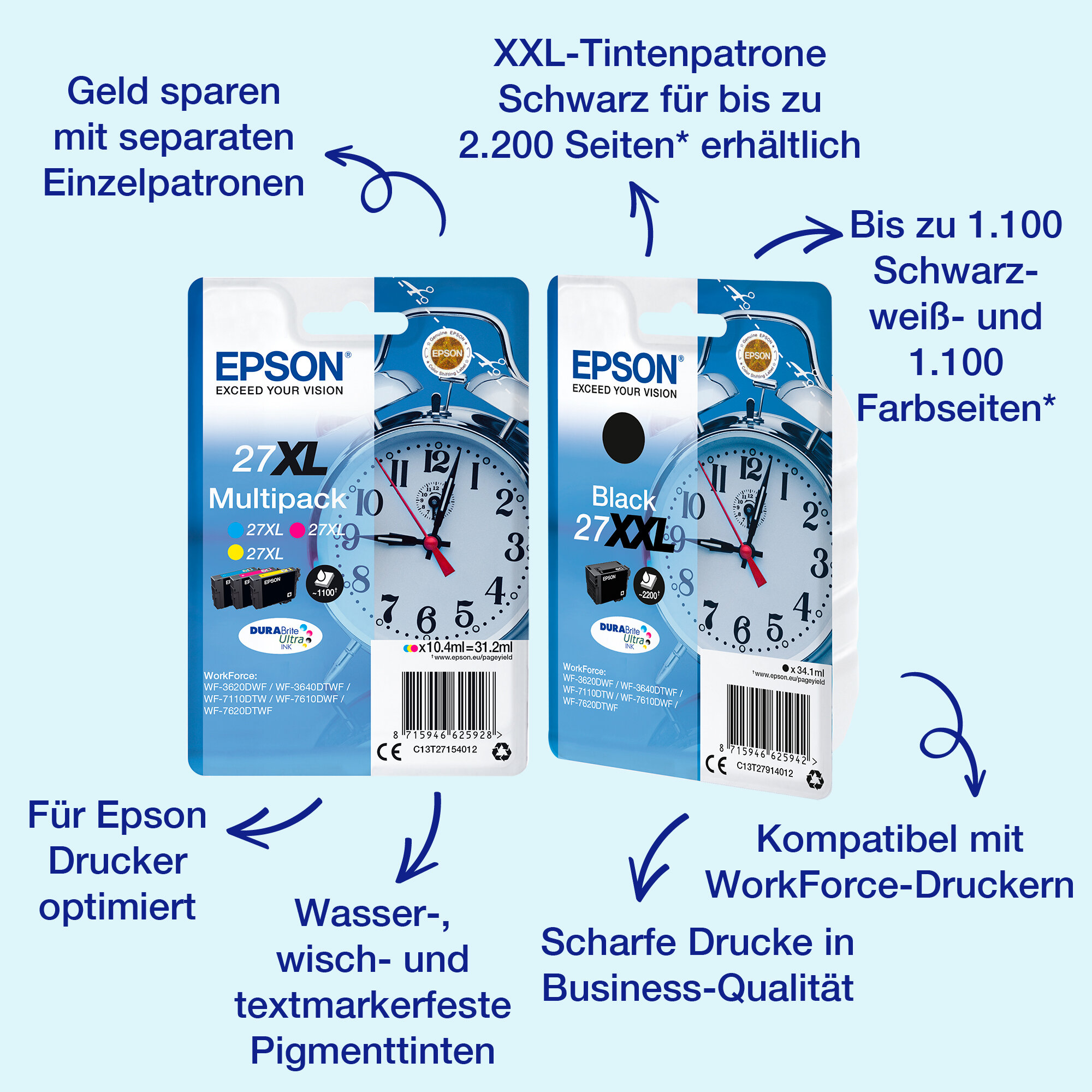 Multipack 3-clr 27 DURABrite Ultra Ink EasyMail