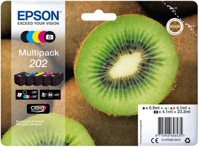 202 kiwi Claria Premium multipakke 5-farve blæk