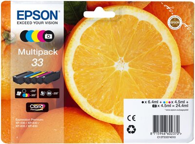 33 appelsiner Claria Premium multipakke 5-farve blæk