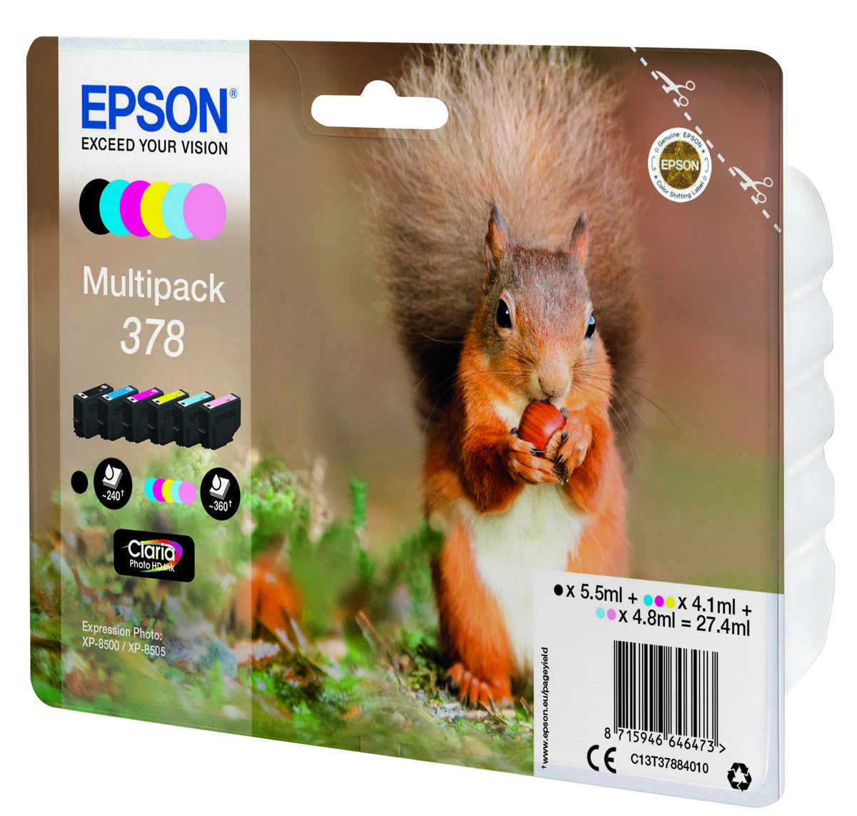 folie 3 von 3, vergrößern, 378 eichhörnchen claria photo hd multipack 6 farben tinte