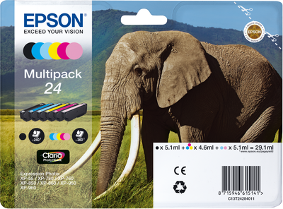 24 elefant Claria Photo HD multipakke 6-farve blæk