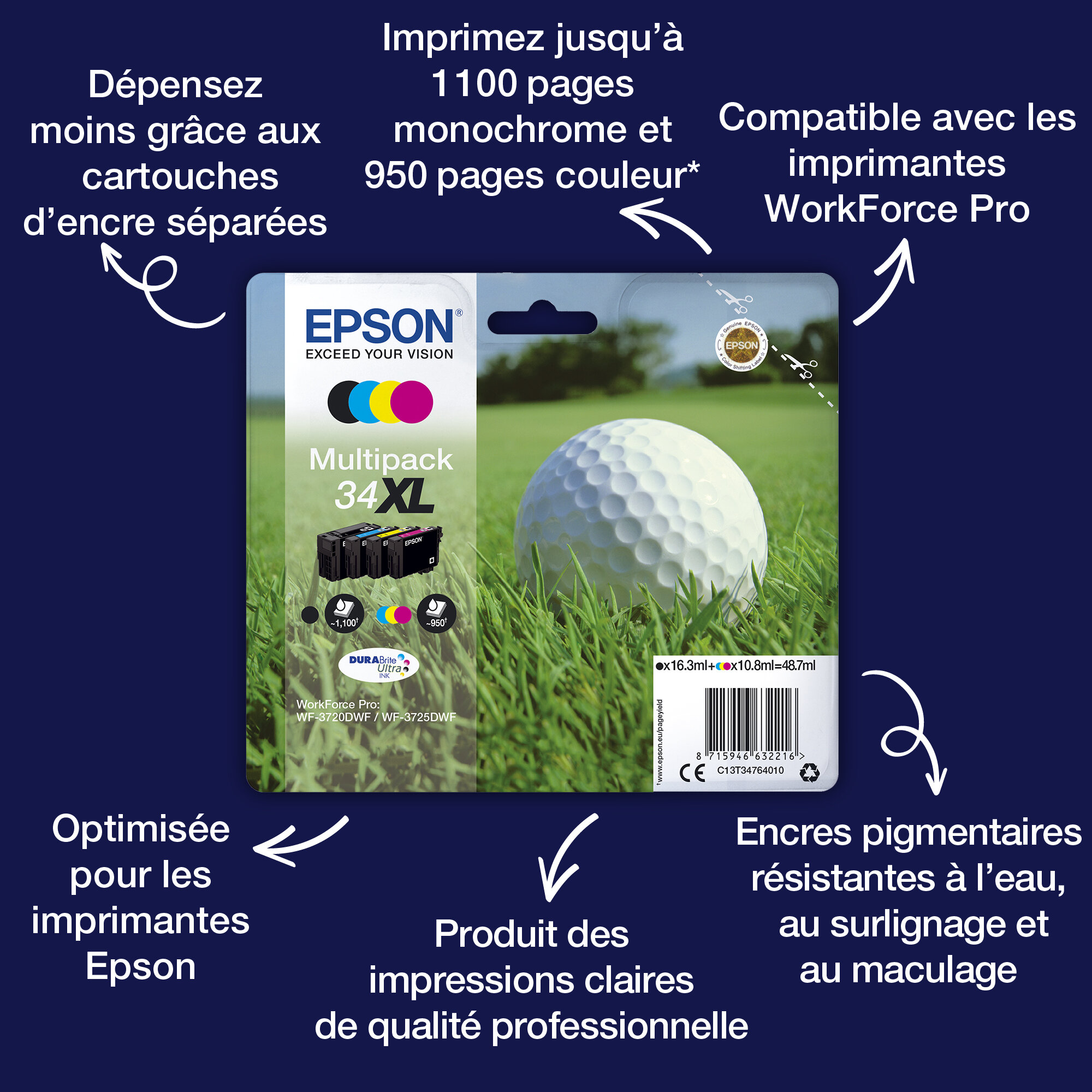 Encre magenta DURABrite Ultra Balle de golf 34