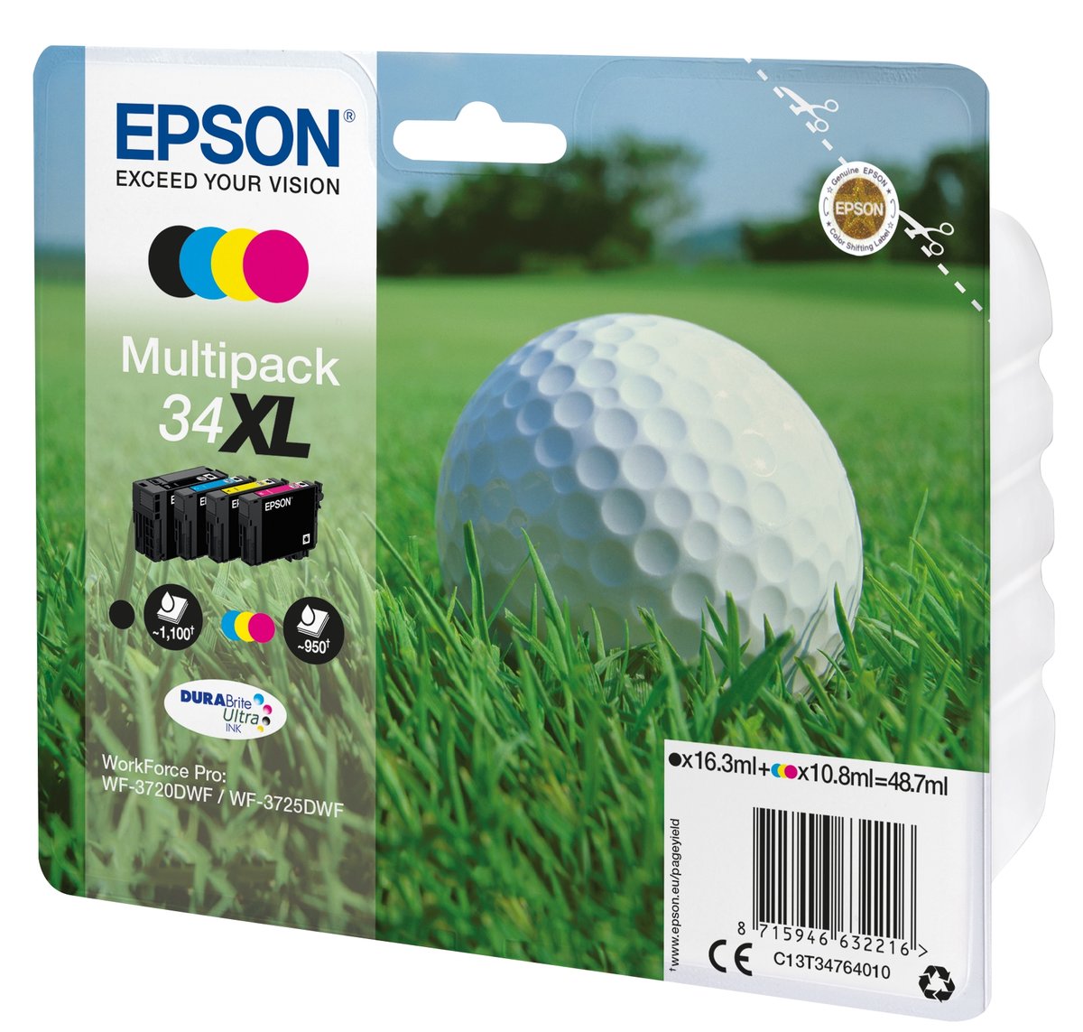 folie 1 von 9, vergrößern, 34xl golfball durabrite ultra multipack 4 farben tinte