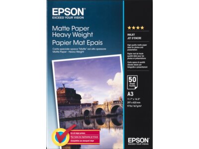 C13S Original Epson Heavy Weight 167gsm Matte A3 Inkjet Photo Paper 50 Sheets 