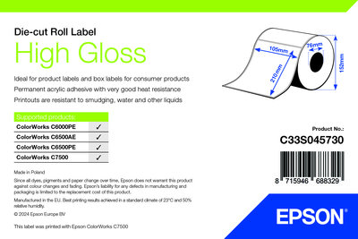 High Gloss Label - Die-Cut: 105mm x 210mm, 273 labels