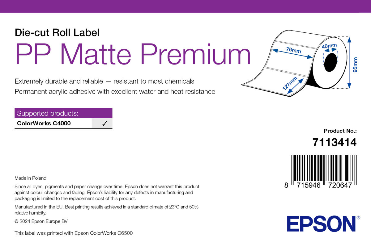 Epson Premium - die cut labels - matte - 5280 label(s) - 76 x 127 mm