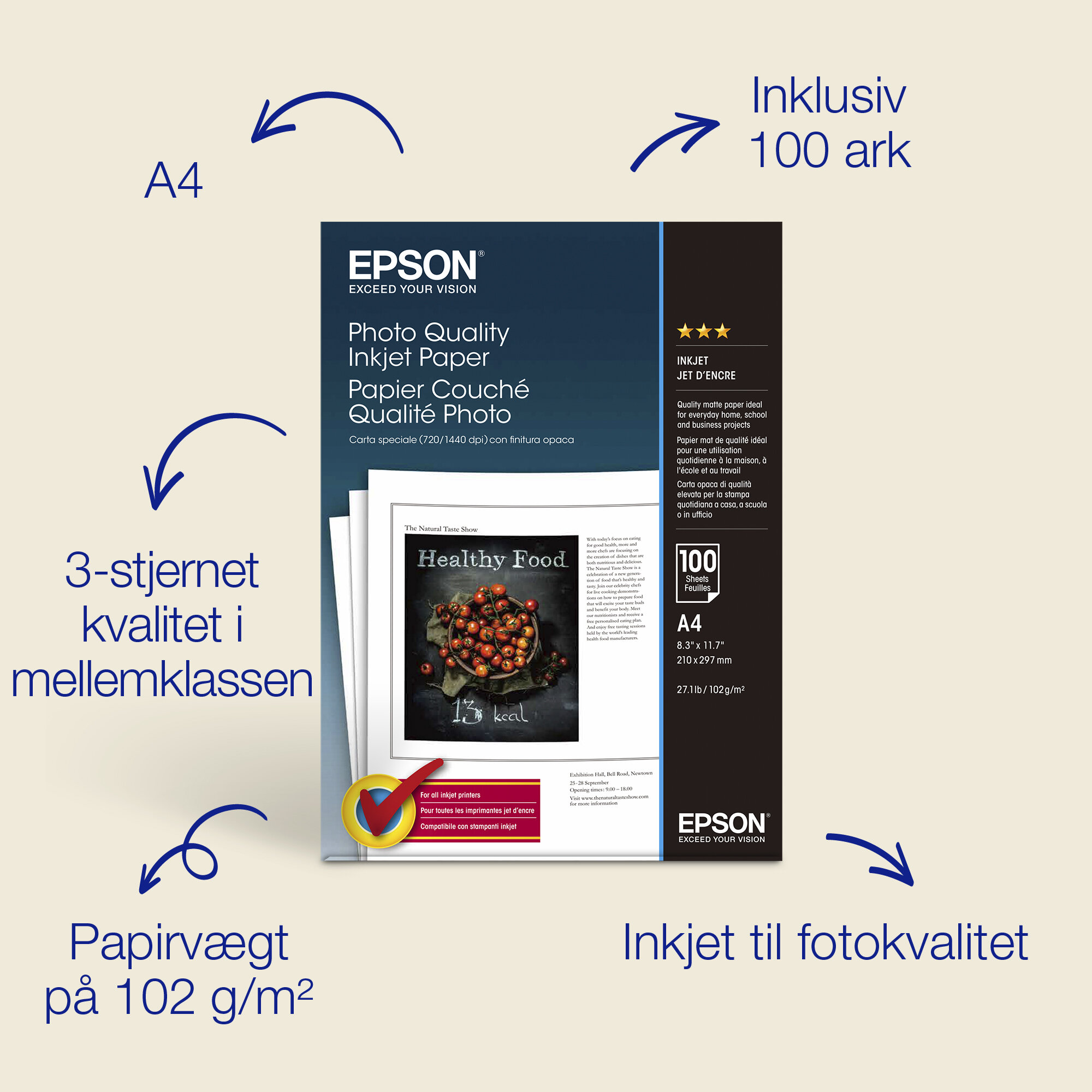 Photo Quality Inkjet Paper - A4 - 100 ark