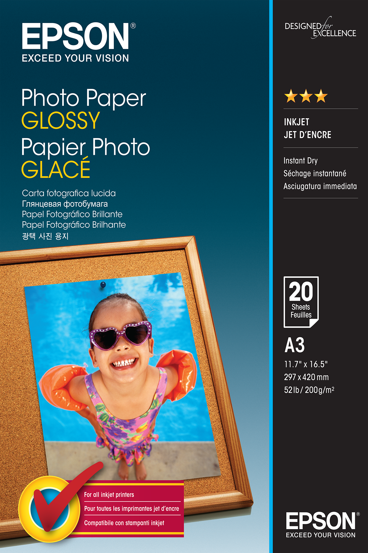 folie 1 von 8, vergrößern, epson a3 glossy photo paper 200 g/m2, 20 blatt