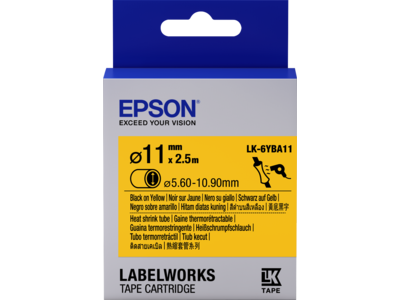 Epson Etikettenkassette LK-6YBA11 - Schrumpfschlauch - schwarz auf gelb - 11mm Durchmesser (2,5m)