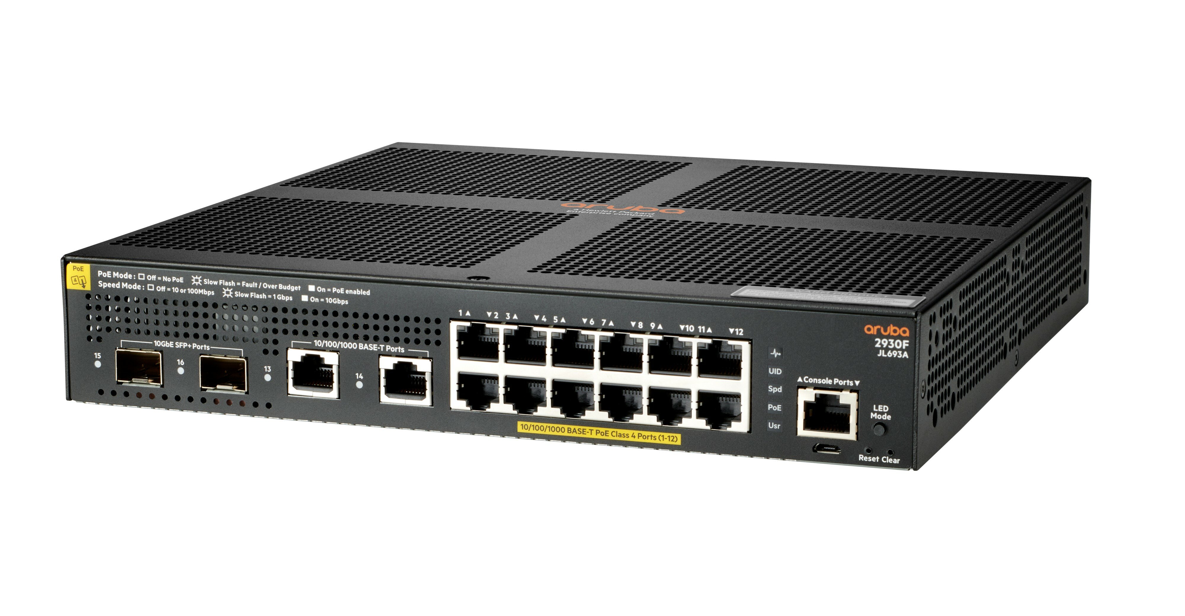 HPE Aruba 2930F 12G PoE+ 2G/2SFP+ - Switch - 12 Ports - Managed