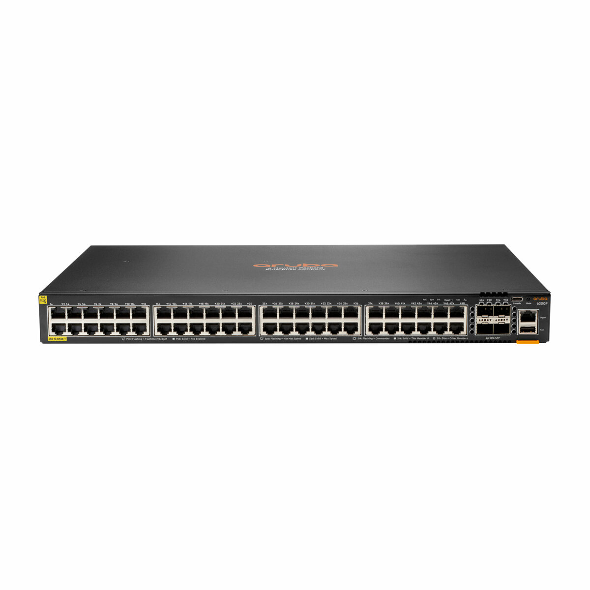 folie 1 von 3, vergrößern, hpe aruba networking cx 6300f-modul 48p 1gbe poe klasse 4 und 4 anschlüsse sfp56 switch