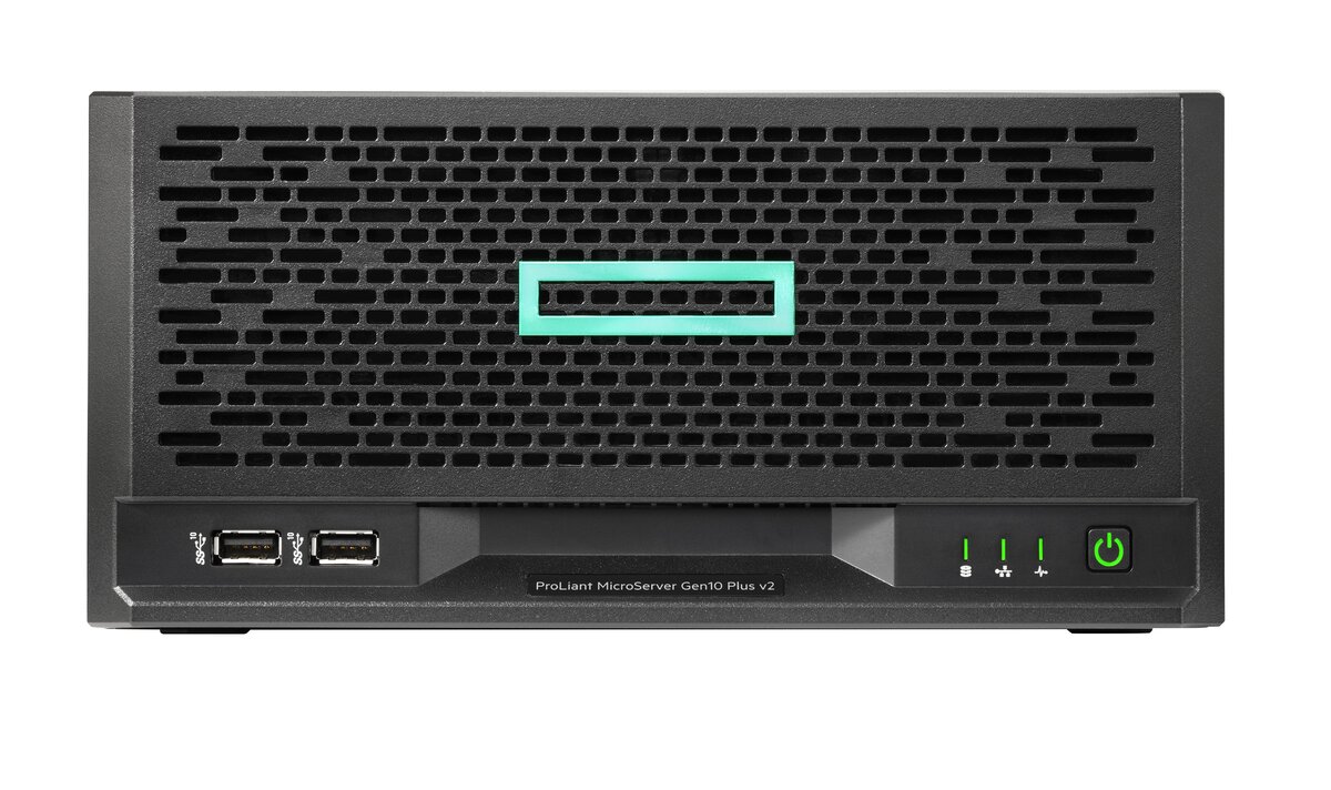 diapositiva 1 de 6, aumentar tamaño, servidor hpe proliant microserver gen10 plus v2 e-2314 4 n. vroc 4 lff-nhp 1 tb fuente de alimentac. externa de 180 w