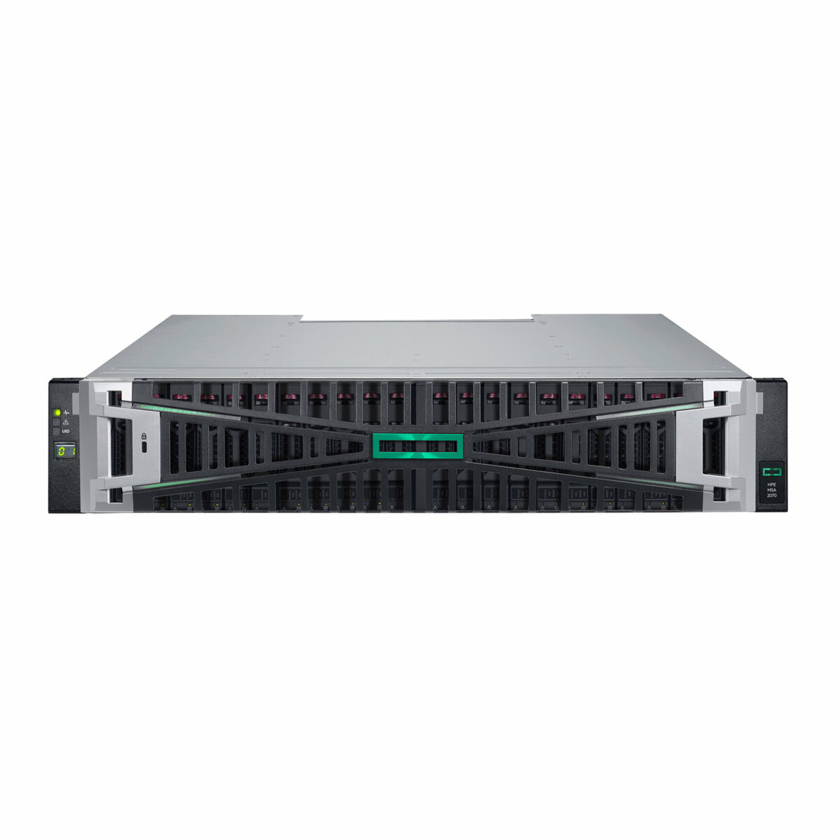 folie 1 von 2, vergrößern, hpe msa 2070 sff 2x32gb fc 4-port controller 12x3.84tb ssd 4x32gb sfp fc xcvr 46tb storage array