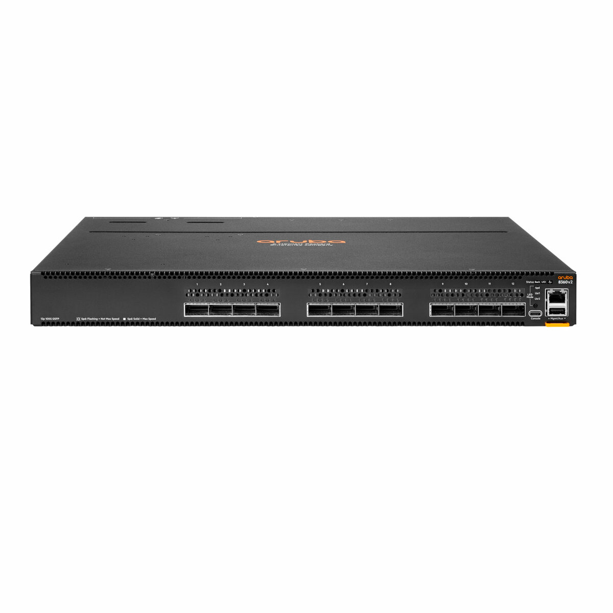 folie 1 von 2, vergrößern, hpe aruba networking 8360-12c v2 12 anschlüsse, 100 g, qsfp+/qsfp28, back-to-front, 3 lüfter 2 ac-netzteile bundle