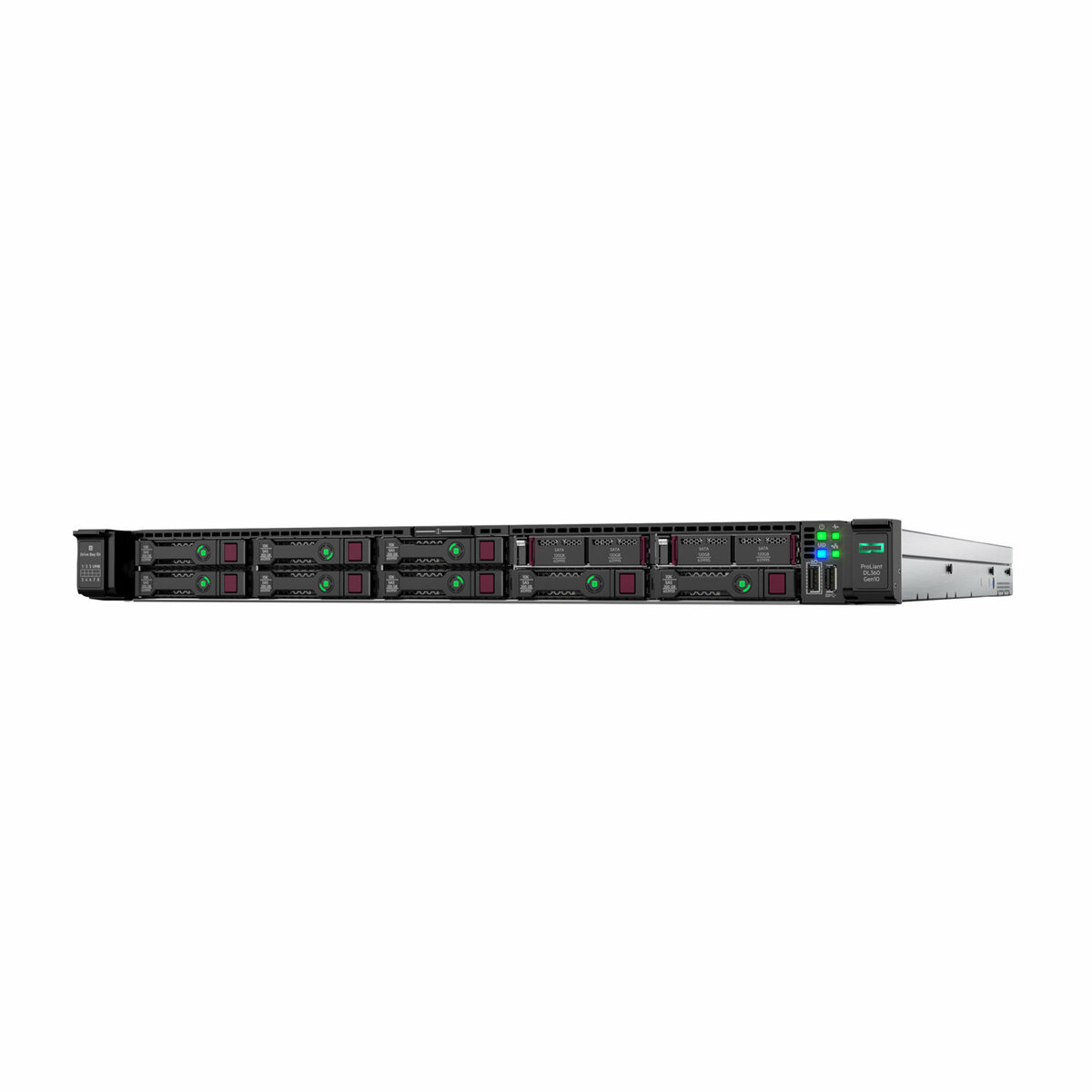 slide 11 of 11, show larger image, hpe proliant dl360 gen10 4210r 1p 16gb-r p408i-a nc 8sff 500w ps server