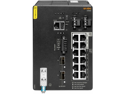 HPE Aruba Networking CX 4100i 12p 1GbE 8p Class4 PoE and 4p Class6 PoE 2p SFP+ DIN Mount Switch