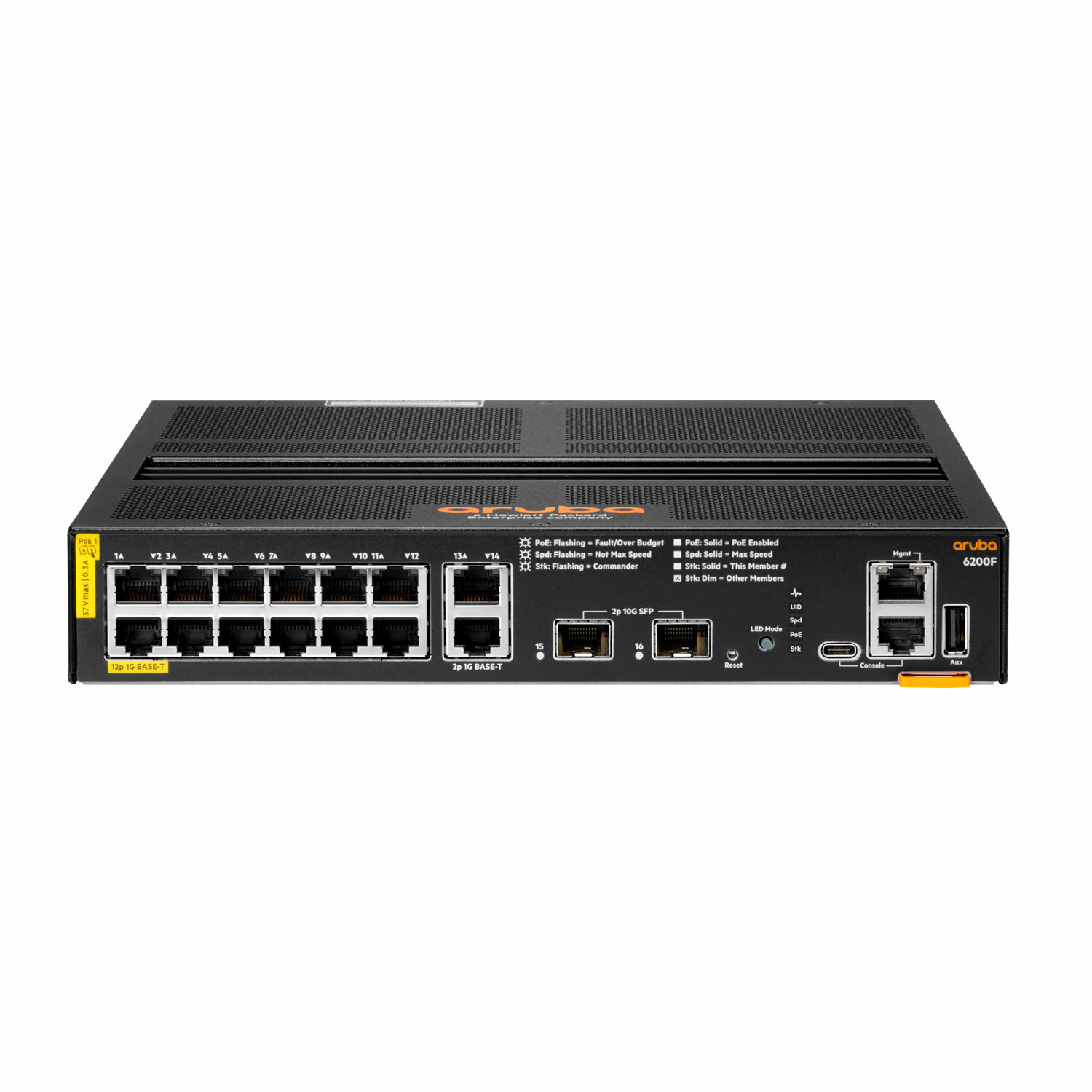 HPE Aruba 6200F 12G Class4 PoE 2G/2SFP+ 139W Switch - switch - 12 ...