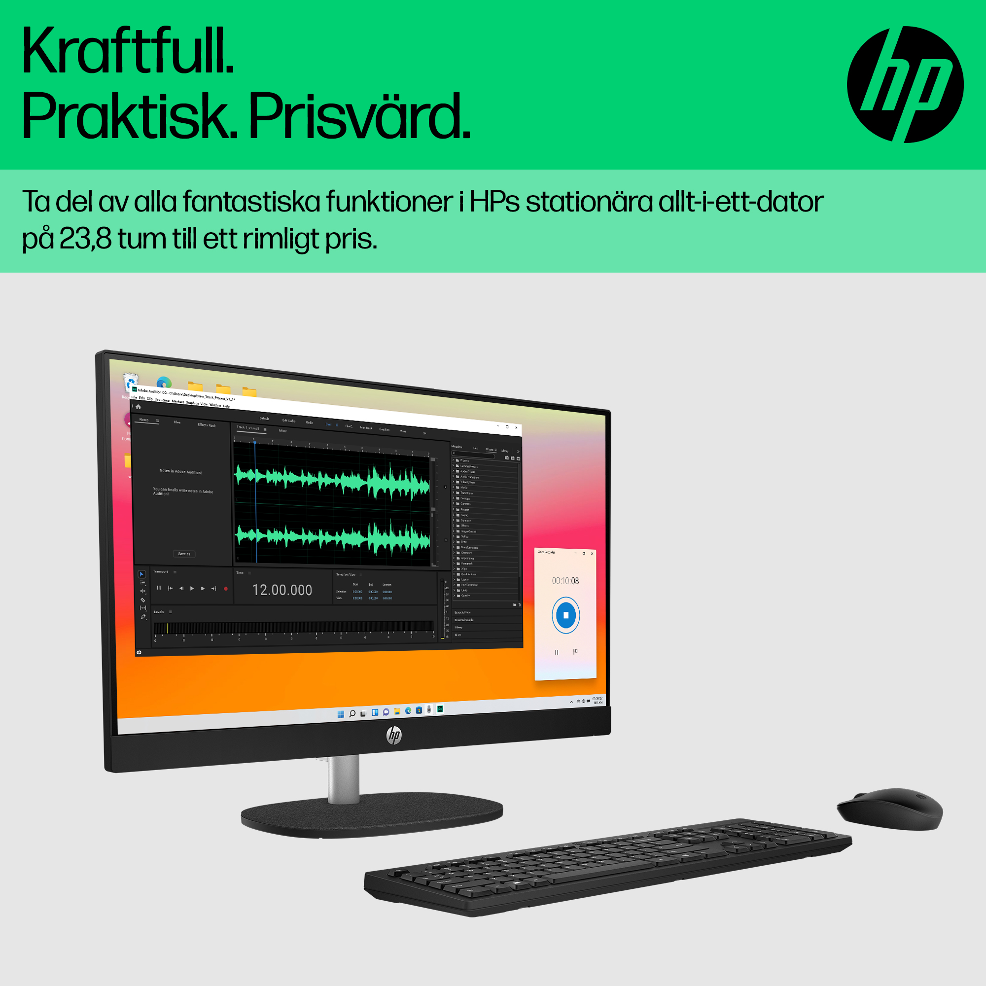 HP 24 inch All-in-One Desktop PC (Intel) - Jet Black - Economy Driven - Swedish