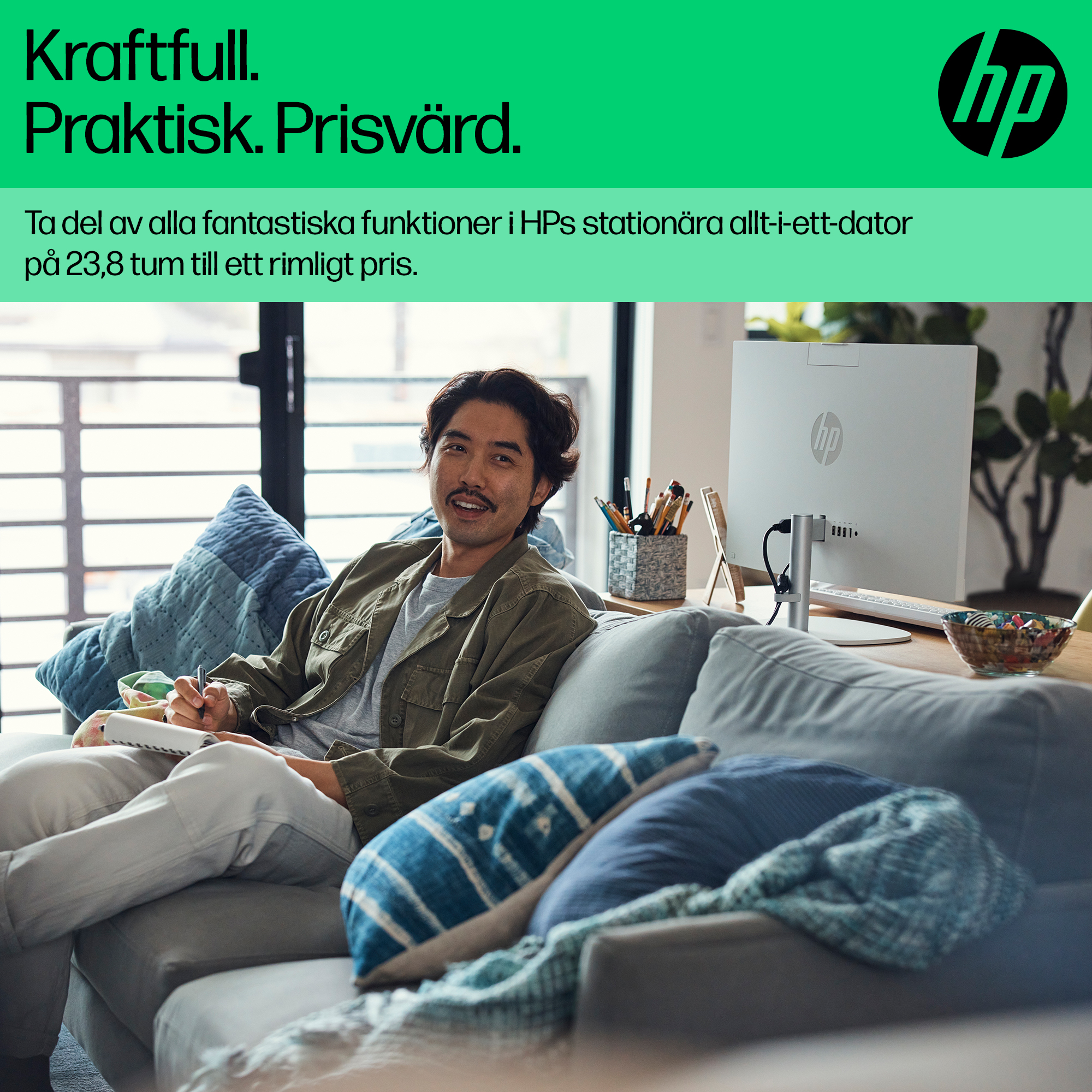 HP 24 inch All-in-One Desktop PC (Intel) - Shell White - Economy Driven - Swedish