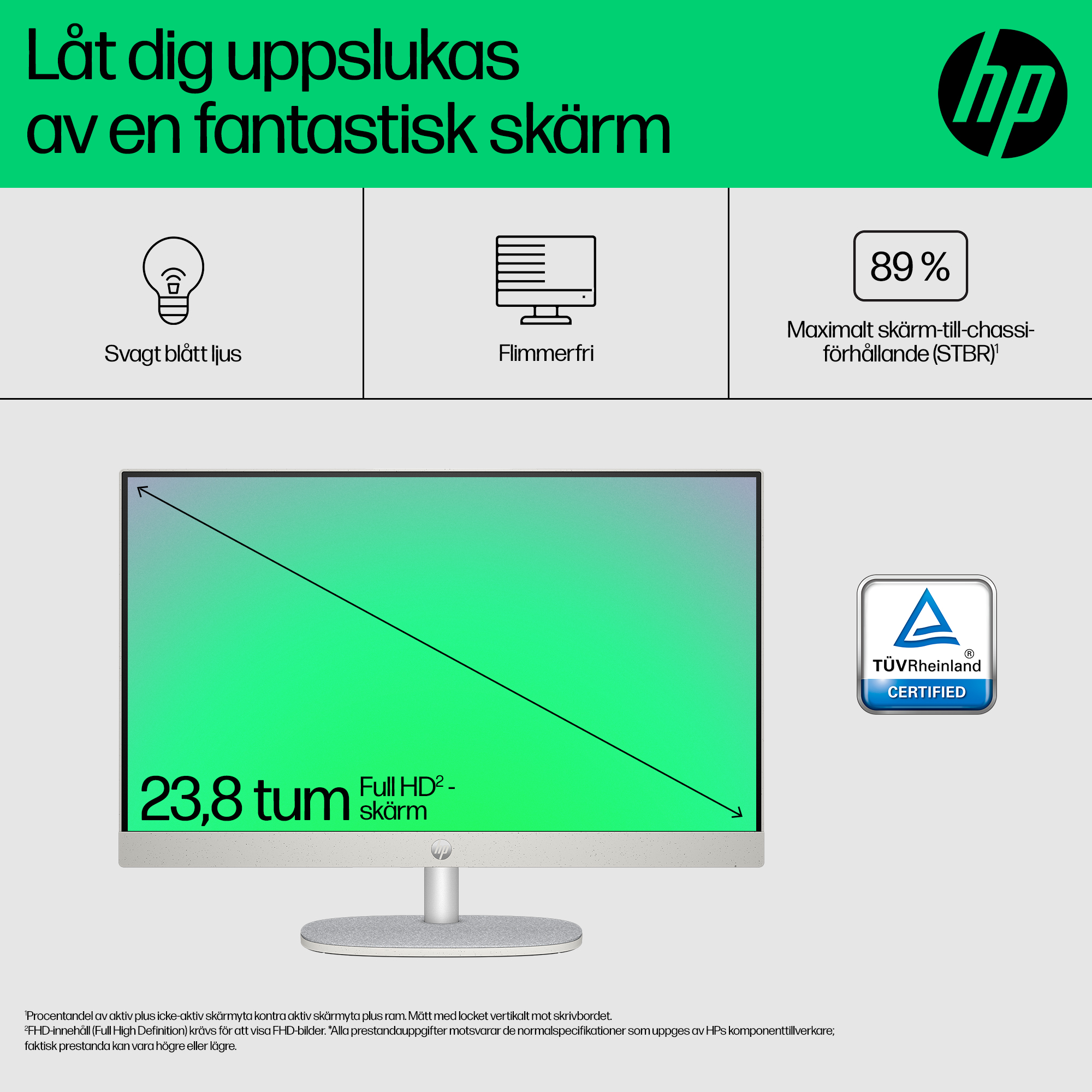 HP 24 inch All-in-One Desktop PC (Intel) - Shell White - Screen Display - Swedish