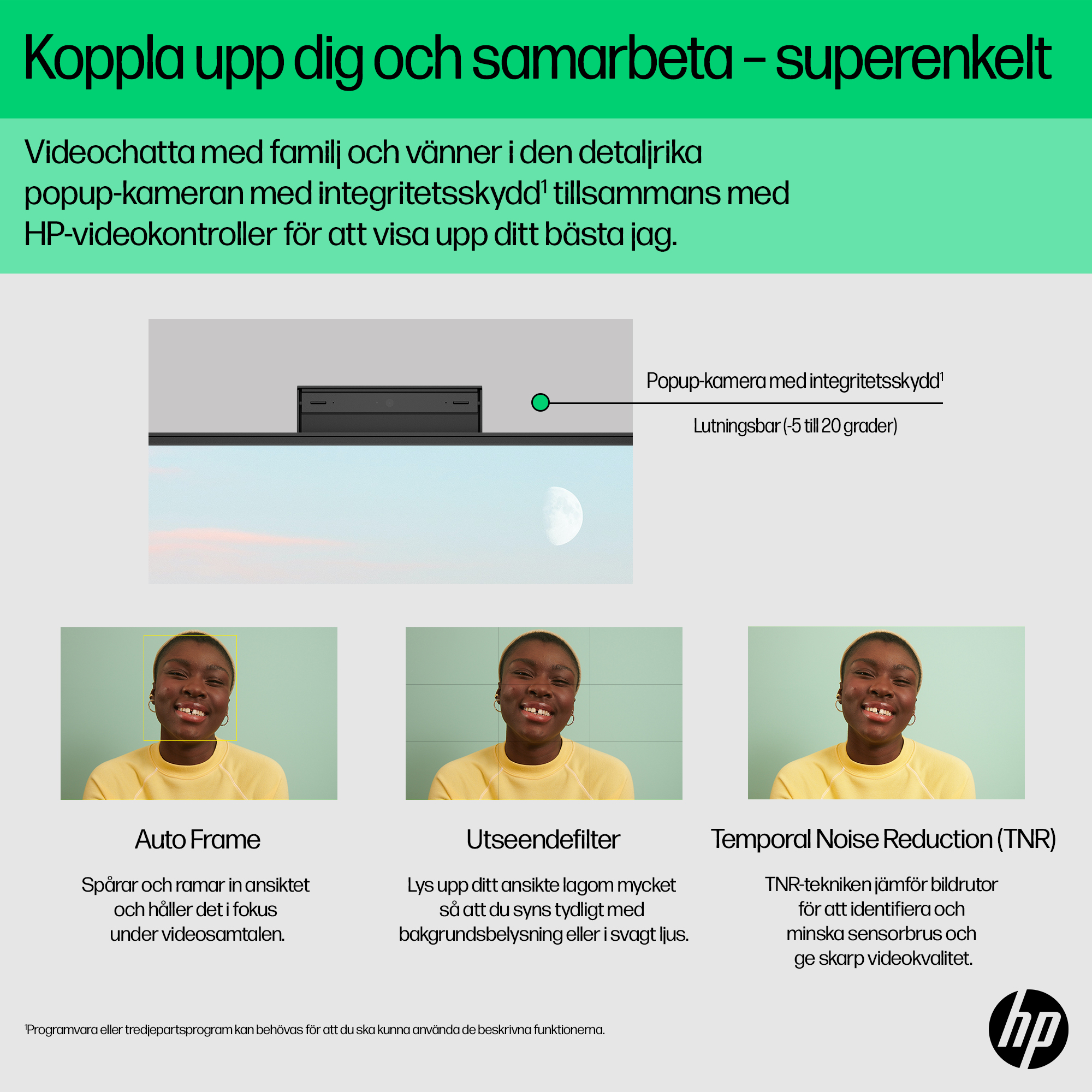 HP 24 inch All-in-One Desktop PC (Intel) - Jet Black - Connectivity - Swedish