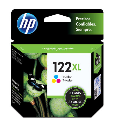 Cartucho original de tinta tricolor de alto rendimiento HP 122XL