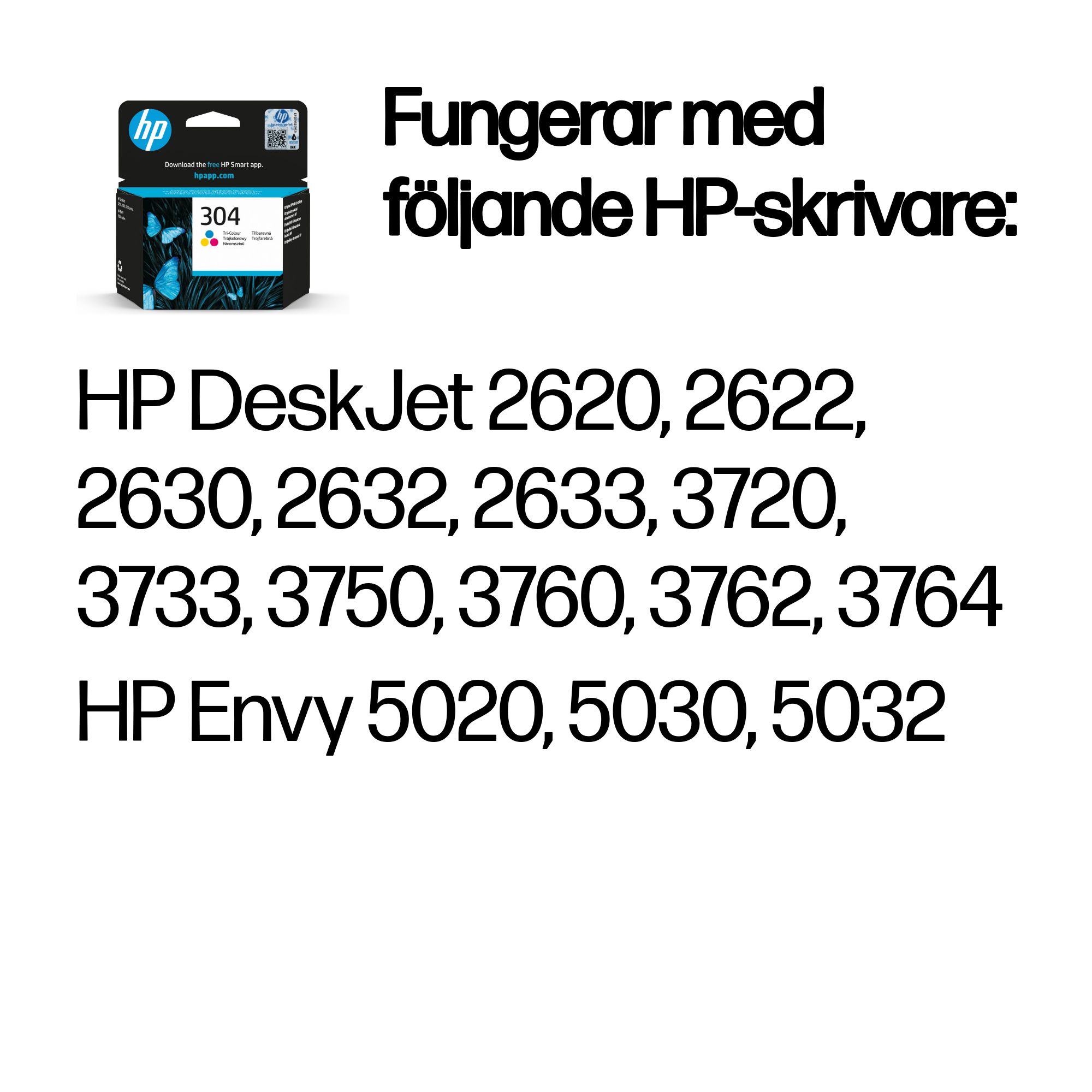 HP 304 Tri-color Original Ink Cartridge N9K05AE - Swedish (Sweden) - Supplies Compatibility