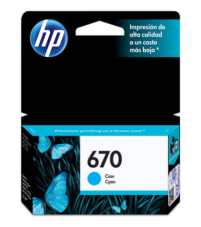 HP 670 Cyan Original Ink Advantage Cartridge