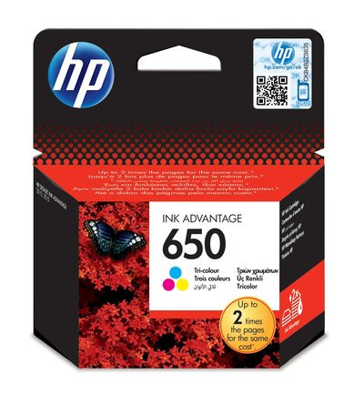HP 650 cartouche d'encre trois couleurs Advantage authentique