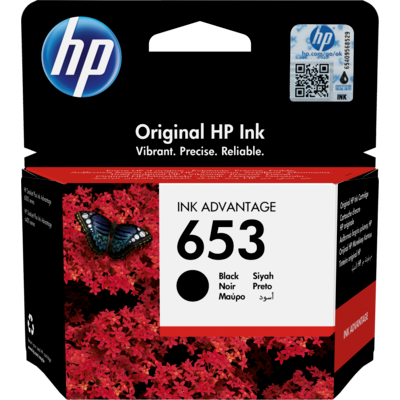 Cartouche d’encre Ink Advantage noire HP653 authentique