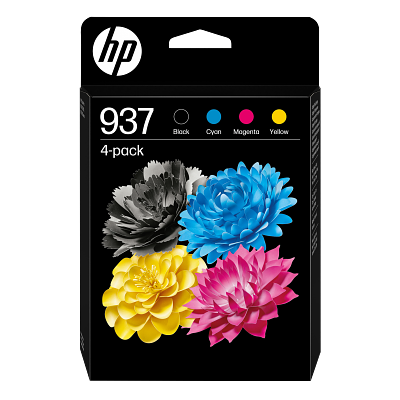 Original HP 937 CMYK-blækpatron, pakke med 4 stk.