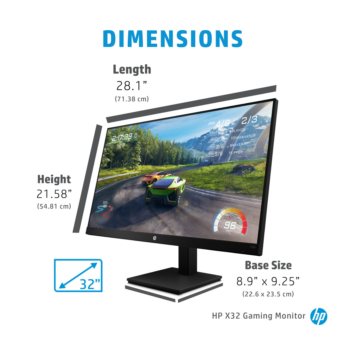 HP Monitor para juegos QHD HDR de 32 pulgadas y 165 Hz, Eyesafe (X32, negro)