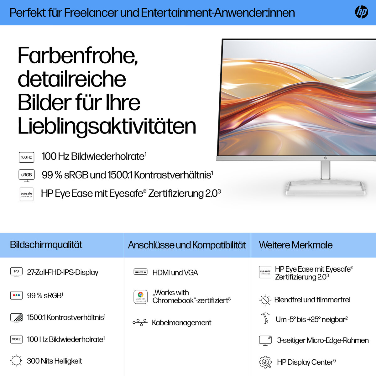 folie 1 von 11, vergrößern, 27-zoll-monitor fhd hp-serie 5 – 527sf