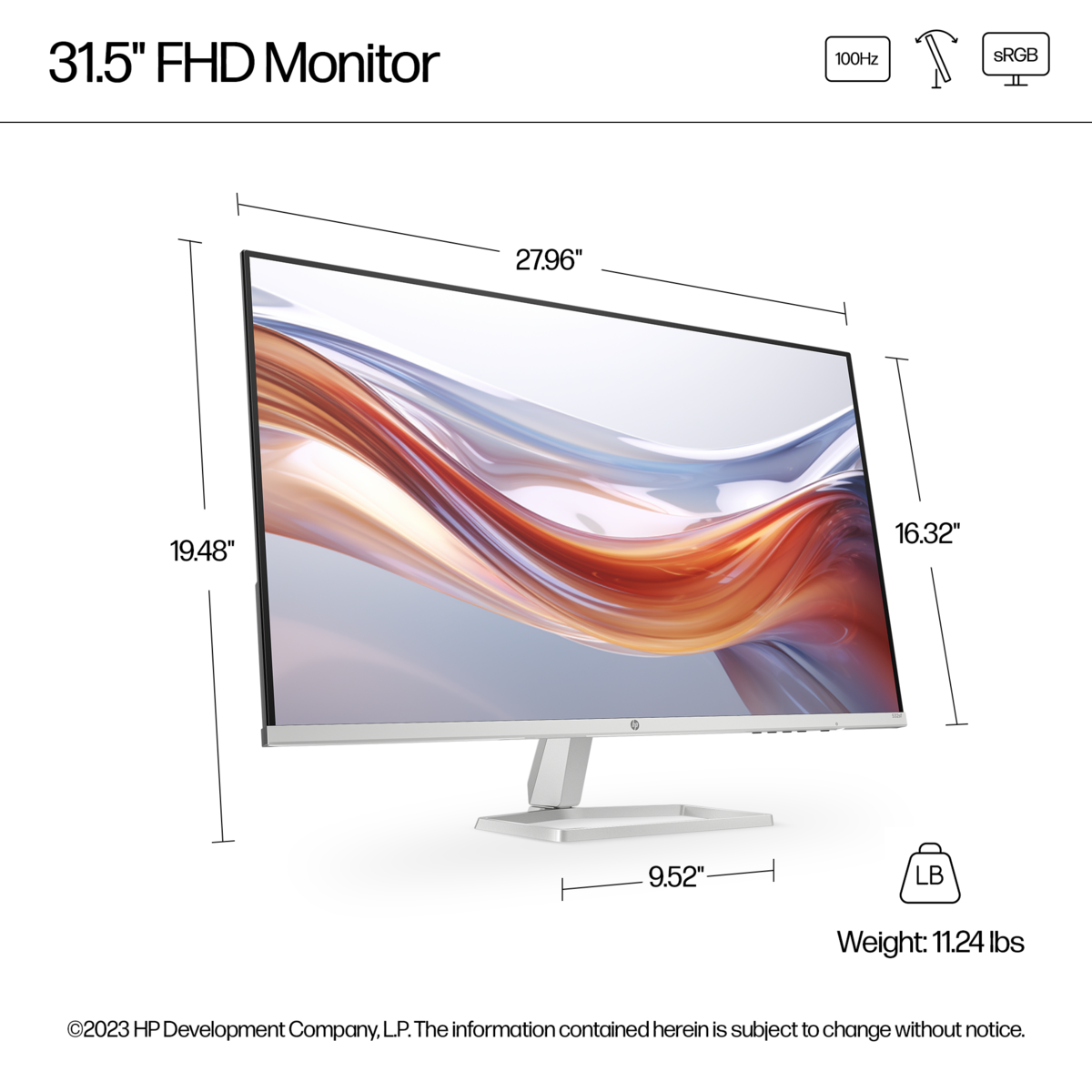 slide 1 of 11, show larger image, hp series 5 31.5 inch fhd monitor - 532sf