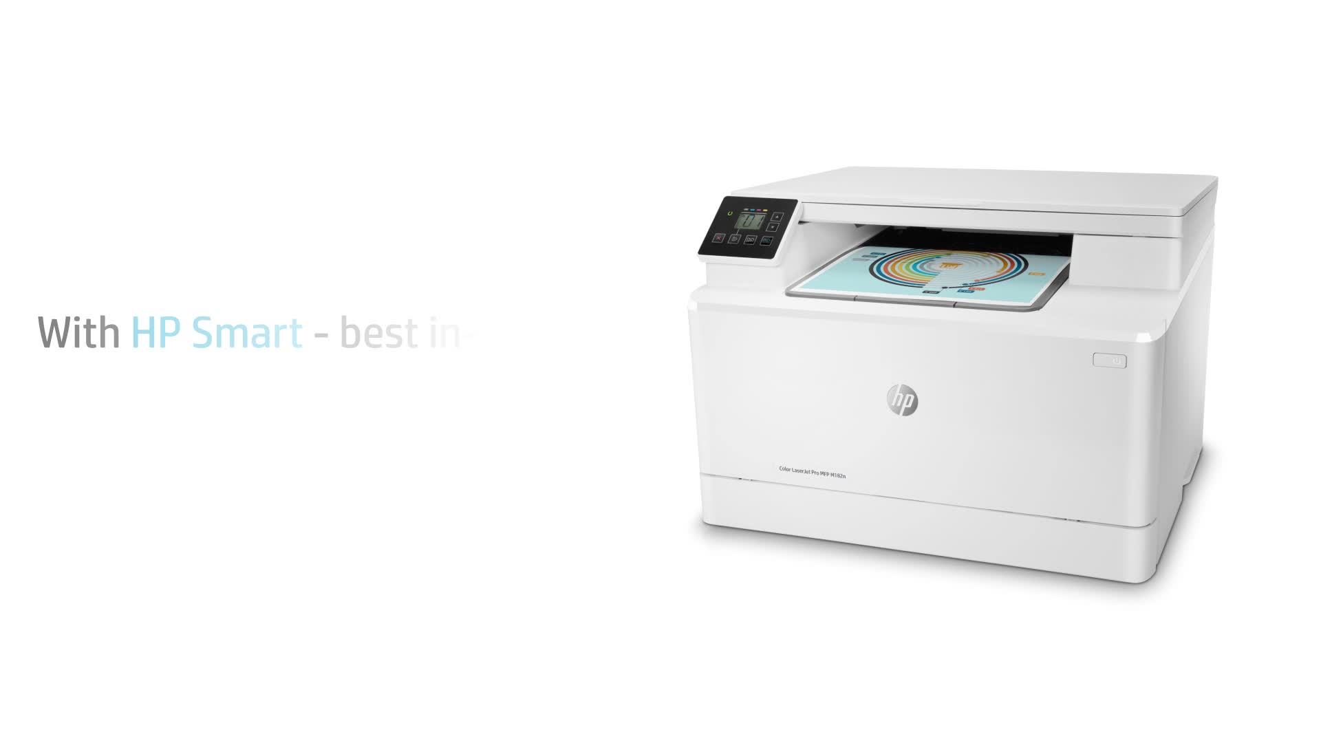 slide 1 of 21, show larger image, hp color laserjet pro mfp m182n - product video 16:9 46 sec - english for emea
